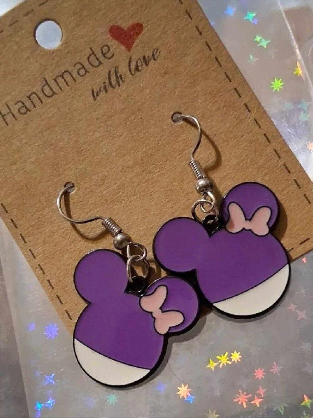 $8 Each Or Bundle 5/$20 Handmade Purple Minnie-Style Kids Earrings